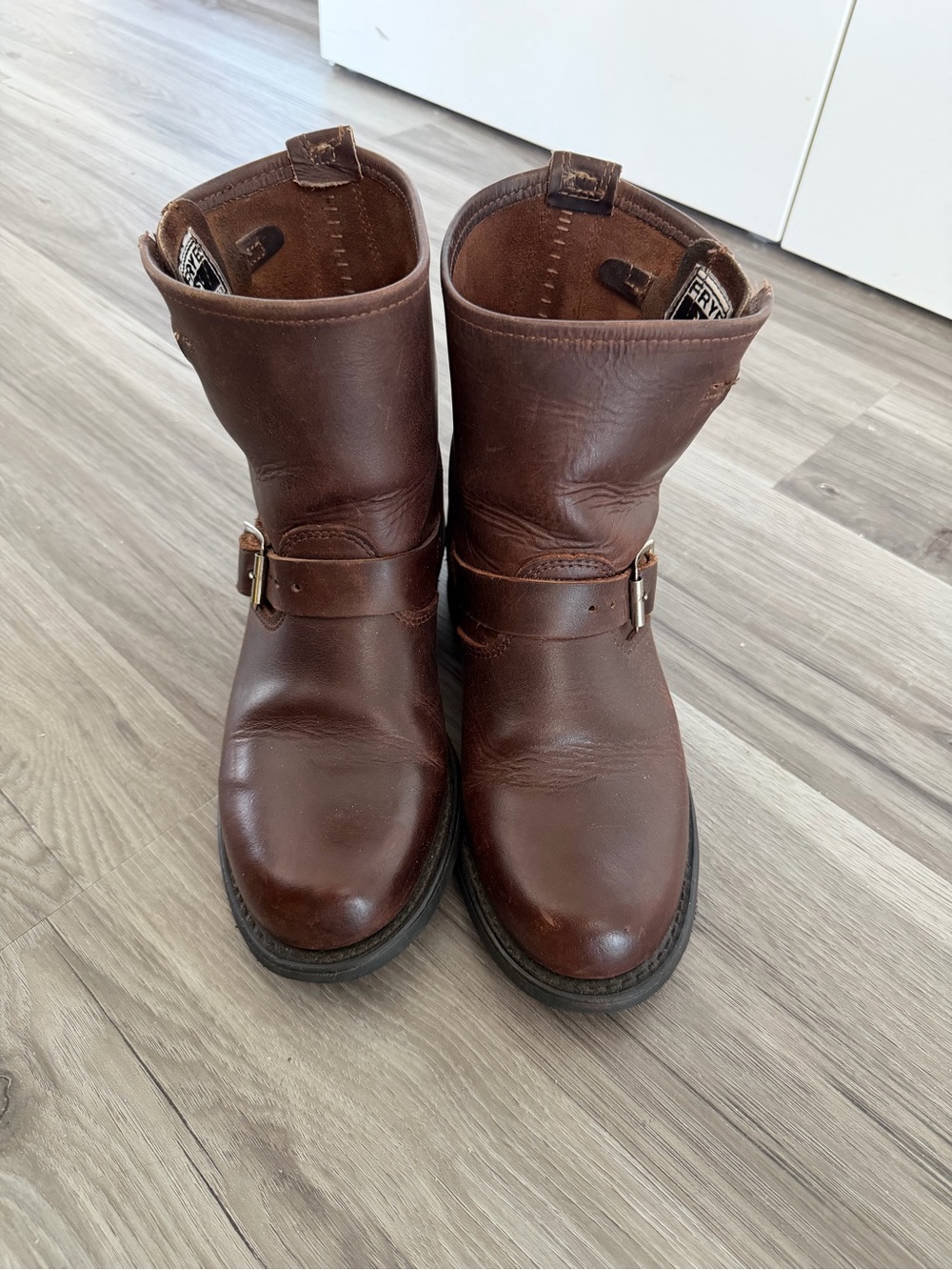 Frye Harness 8R ($458) Brown Distressed Leather Ankle Moto Boots Women Sz 8/8.5 - Picture 3 of 16